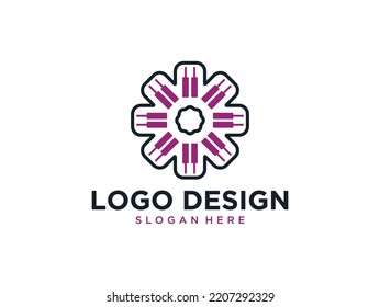 diseño del logotipo del sol de geometría moderna