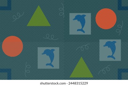 Modern Geometry Wallpaper Print design. Trendy Noise background with Simple Geometrical Shapes and Grain Textured. Y2K vector aesthetic. EPS 10 