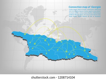 Modern of georgia Map connections network design, Best Internet Concept of georgia map business from concepts series, map point and line composition. Infographic map. Vector Illustration.