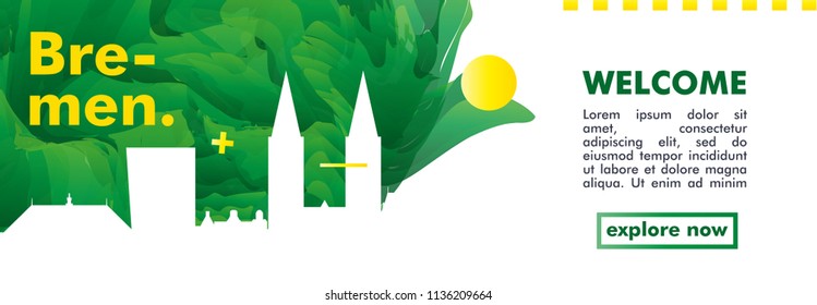 Modern Germany Bremen skyline abstract gradient website banner art. Travel guide cover city vector illustration