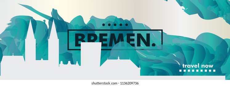 Modern Germany Bremen skyline abstract gradient website banner art. Travel guide cover city vector illustration