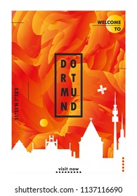 Modern Germany Dortmund skyline abstract gradient poster art. Travel guide cover city vector illustration