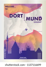 Modern Germany Dortmund skyline abstract gradient poster art. Travel guide cover city vector illustration