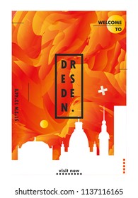 Modern Germany Dresden skyline abstract gradient poster art. Travel guide cover city vector illustration