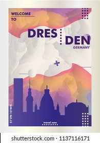 Modern Germany Dresden skyline abstract gradient poster art. Travel guide cover city vector illustration