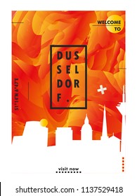 Modern Germany Dusseldorf skyline abstract gradient poster art. Travel guide cover city vector illustration