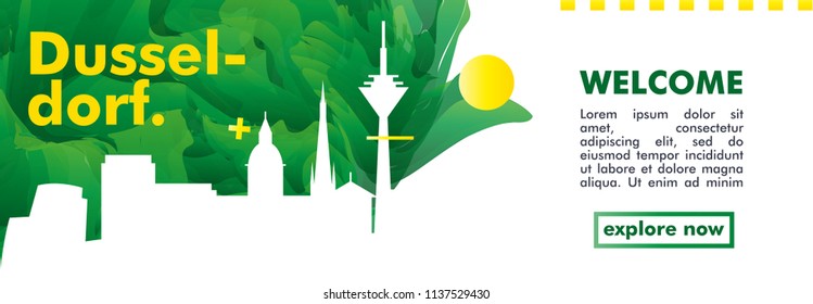 Modern Germany Dusseldorf skyline abstract gradient website banner art. Travel guide cover city vector illustration
