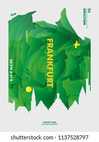 Modern Germany Frankfurt Skyline Abstract Gradient Poster Art. Travel Guide Cover City Vector Illustration