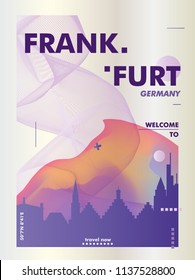 Modern Germany Frankfurt Skyline Abstract Gradient Poster Art. Travel Guide Cover City Vector Illustration