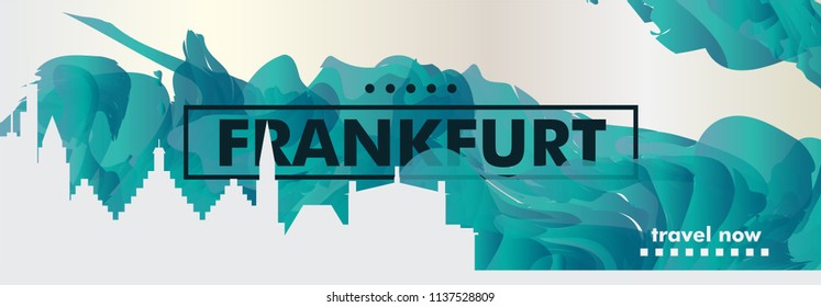 Modern Germany Frankfurt Skyline Abstract Gradient Website Banner Art. Travel Guide Cover City Vector Illustration