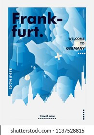 Modern Germany Frankfurt skyline abstract gradient poster art. Travel guide cover city vector illustration