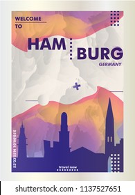 Modern Germany Hamburg skyline abstract gradient poster art. Travel guide cover city vector illustration