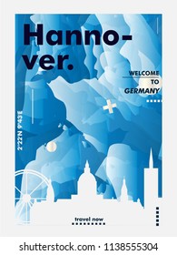 Modern Germany Hannover skyline abstract gradient poster art. Travel guide cover city vector illustration