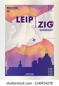 Modern Germany Leipzig skyline abstract gradient poster art. Travel guide cover city vector illustration
