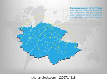 Modern of germany Map connections network design, Best Internet Concept of germany map business from concepts series, map point and line composition. Infographic map. Vector Illustration.