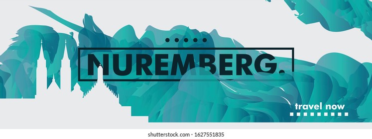 Modern Germany Nuremberg skyline abstract gradient website banner art. Travel guide cover city vector illustration