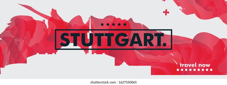Modern Germany Stuttgart skyline abstract gradient website banner art. Travel guide cover city vector illustration