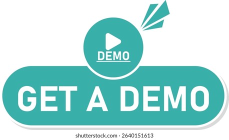 Modern "Get a Demo" button in flat style, perfect for SaaS, software, tech products, and landing pages to increase user interaction and lead generation.