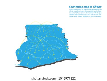 Modern of ghana Map connections network design, Best Internet Concept of ghana map business from concepts series, map point and line composition. Infographic map. Vector Illustration.