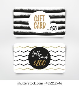 Modern Gift card set design. Vector template.