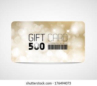 Modern gift card template - with golden flares and lights