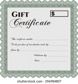 Modern gift certificate. Beauty design. With quality background. Border, frame.