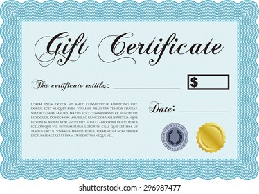 Certificado de regalo moderno. Borde, marco.Con fondo complejo. Diseño complejo. 