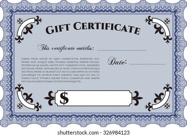 Modern gift certificate. Border, frame.With quality background. Excellent complex design. 