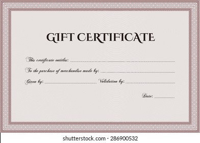 Modern gift certificate. Complex design. Customizable, Easy to edit and change colors.With great quality guilloche pattern. 