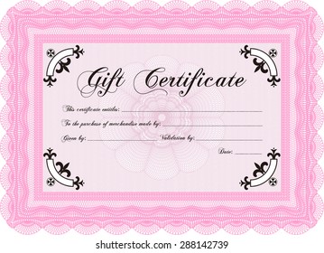 Certificado de regalo moderno. Diseño complejo. Con un fondo complejo. Borde, marco.