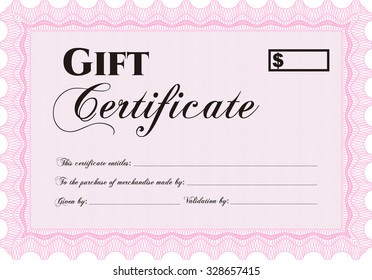 Modern gift certificate. Complex design. With great quality guilloche pattern. Detailed.