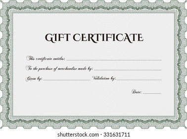 Modern gift certificate. Cordial design. Detailed.With complex linear background. 