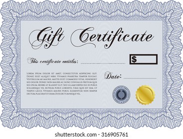 Certificado de regalo moderno. Personalizable, fácil de editar y cambiar de color.Fácil de imprimir. Diseño cordial. 