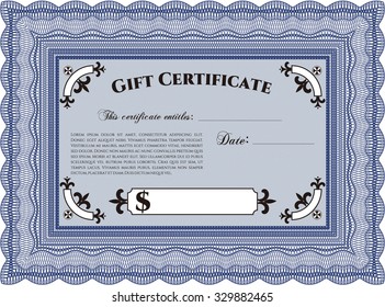 Modern gift certificate. Detailed.With guilloche pattern. Excellent complex design. 