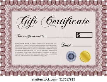 Modern gift certificate. Easy to print. Detailed.Sophisticated design. 