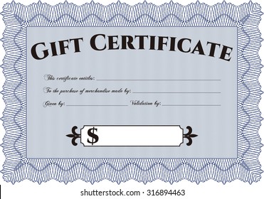 Modern gift certificate. Elegant design. With complex linear background. Customizable, Easy to edit and change colors.