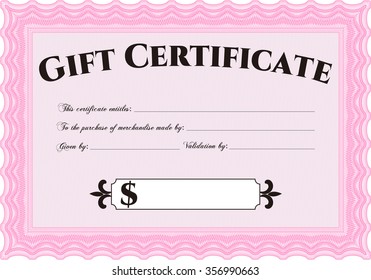 Modern gift certificate. Elegant design. Complex background. Customizable, Easy to edit and change colors.