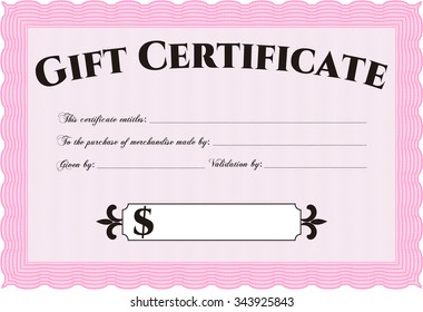 Certificado de regalo moderno. Excelente diseño complejo. Detallado.Con fondo. 