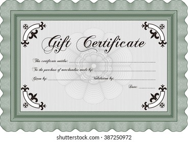 Modern gift certificate. With great quality guilloche pattern. Sophisticated design. 