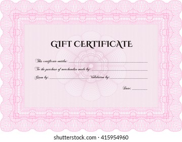 Certificado de regalo moderno. Con un patrón de guilloche de gran calidad. Diseño sofisticado. 