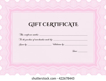 Modern gift certificate. With great quality guilloche pattern. Sophisticated design. 