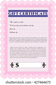 Certificado de regalo moderno. Con un patrón de guilloche de gran calidad. Diseño sofisticado. 