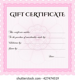 Modern gift certificate. With great quality guilloche pattern. Sophisticated design. 