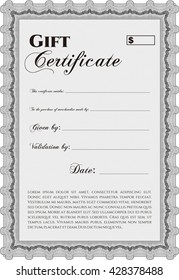Certificado de regalo moderno. Con un patrón de guilloche de gran calidad. Diseño sofisticado. 
