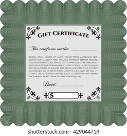 Certificado de regalo moderno. Con un patrón de guilloche de gran calidad. Diseño retro. 