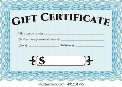 Modern gift certificate. With great quality guilloche pattern. Sophisticated design. 