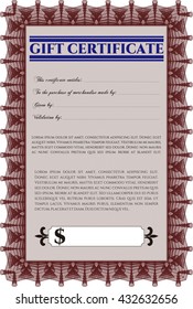 Certificado de regalo moderno. Con un patrón de guilloche de gran calidad. Diseño sofisticado. 