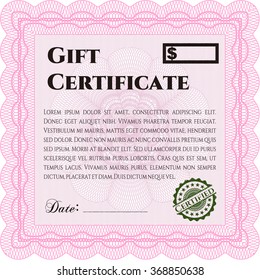 Modern gift certificate. With guilloche pattern and background. Customizable, Easy to edit and change colors.Beauty design. 