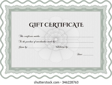 Certificado de regalo moderno. Con fondo lineal. Diseño cordial. Borde, marco.