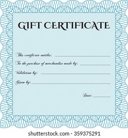 Certificado de regalo moderno. Buen diseño. Ilustración vectorial.Fácil de imprimir. 